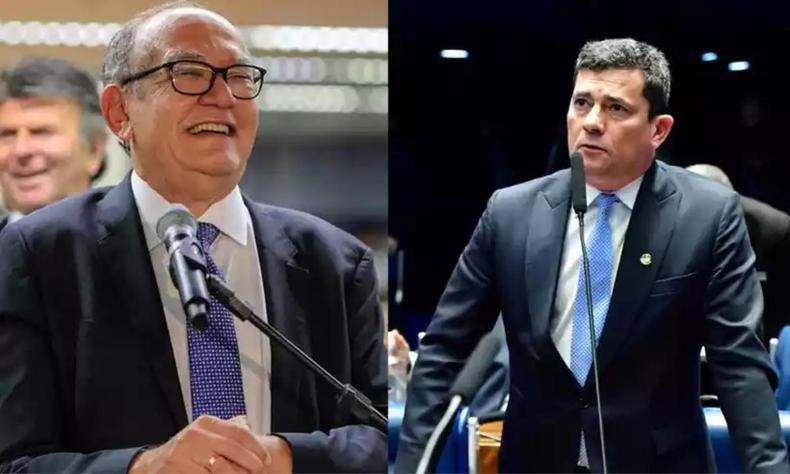 Gilmar Mendes voltou a rebater a acusação de venda de Habeas Corpus lembrando que Moro é acusado de vender decisões judiciais na Lava Jato (foto: Fellipe Sampaio SCO/STF/Waldemir Barreto/Agência Senado) Montagem com Gilmar Mendes e Senador Sergio Moro