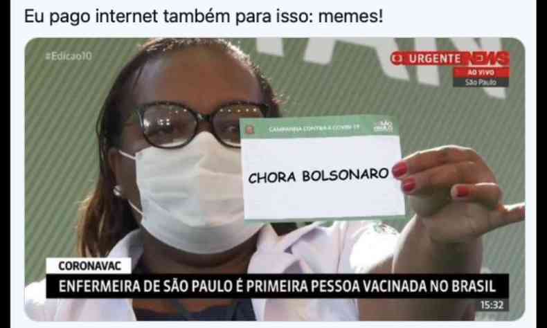 Meme ironiza o antagonismo entre o governo federal e o governador de So Paulo, Joo Doria (PSDB). (foto: Twitter/Reproduo)