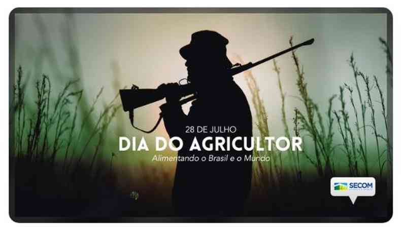 Postagem do governo Bolsonaro para comemorar o Dia do Agricultor prefere exibir homem armado a resultados no campo(foto: Twitter/Reproduo)