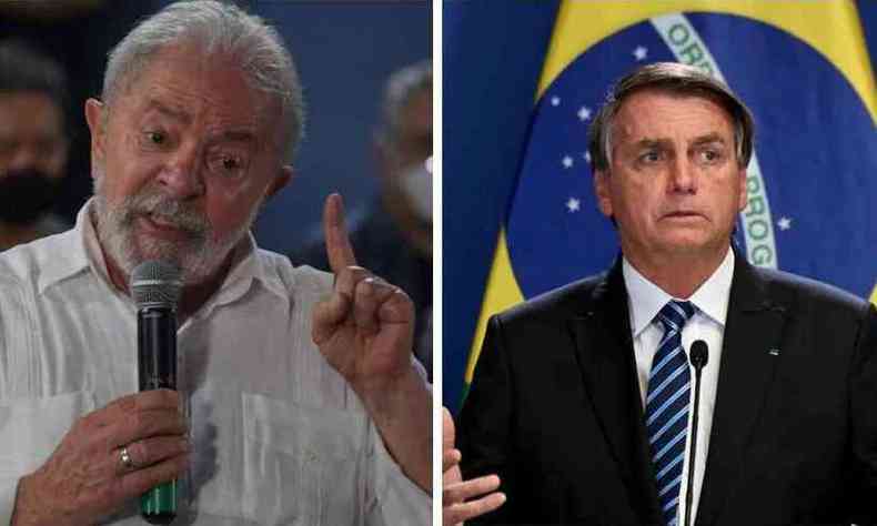 Luiz Incio Lula da Silva e Jair Bolsonaro em montagem de fotos