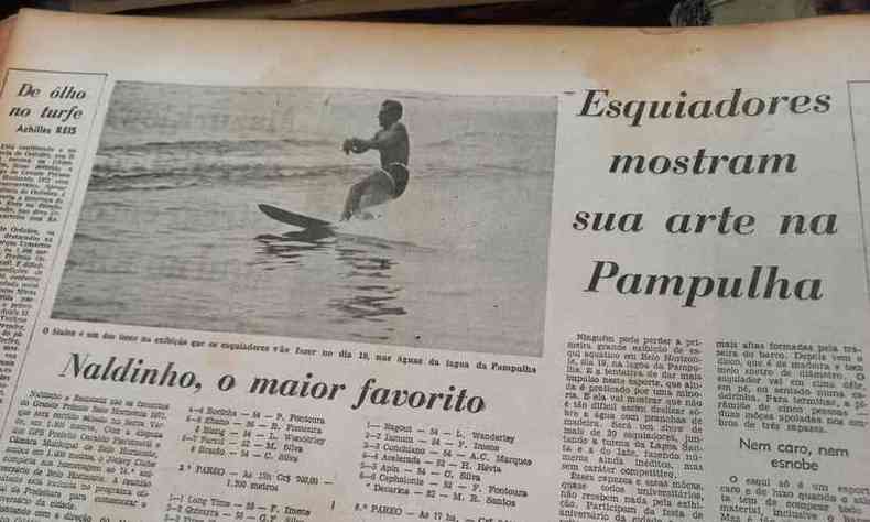 Notícia sobre esqui aquático na Lagoa da Pampulha em 1971