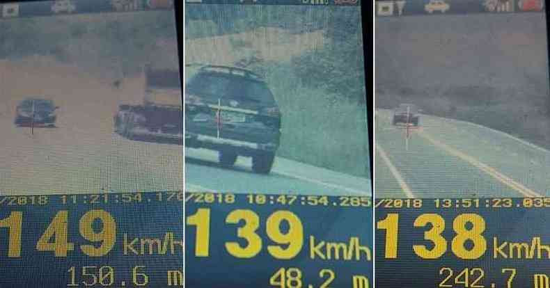 Imagens de radar demonstram o desrespeito dos motoristas na Zona da Mata(foto: PRF/Divulgao)