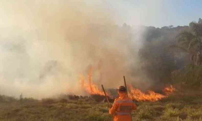 Vtima teria colocado fogo no terreno, mas as chamas se alastraram rapidamente(foto: CBMMG)