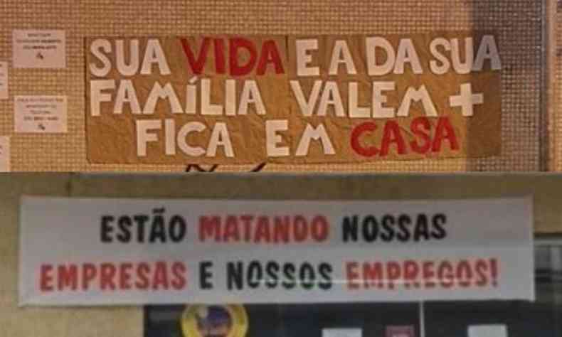 Os cartazes foram colocados na Avenida Getlio Vargas, no centro da cidade (foto: Reproduo Redes Sociais )