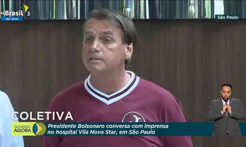 Presidente Jair Bolsonaro durante entrevista coletiva nesta manh