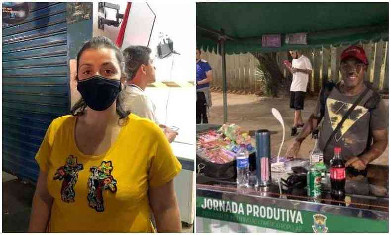 A vendedora Jssica Alves e o vendedor de refrigerante e bala Ado Srgio (foto: Izabel Ferraz/EM/DA Press)