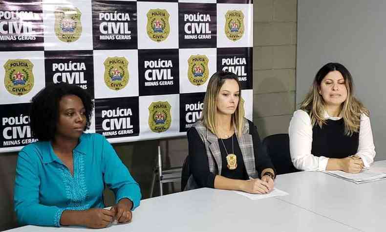 Ao lado da delegada Renata Fagundes e da advogada Ndia Alves, Laurimar Pires (E) deu detalhes da batalha que se estendeu por cinco meses