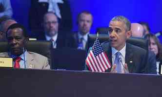Obama em discurso na Cpula das Amricas(foto: MANDEL NGAN / AFP)