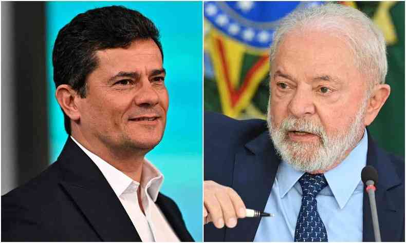 Montagem com Sergio Moro a esquerda e Lula a direita