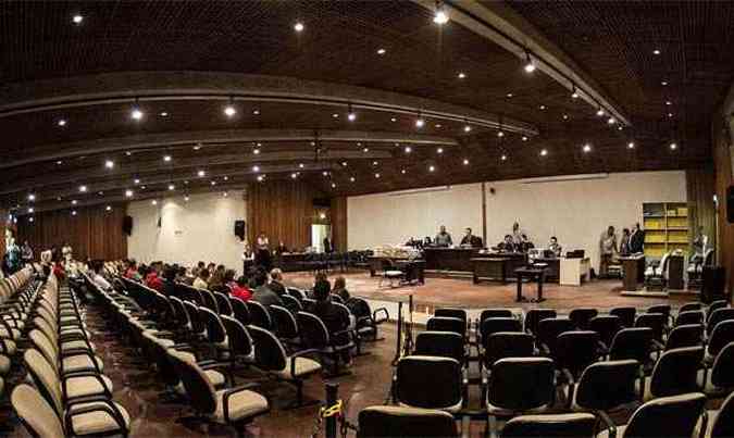 Plenario do Forum da Barra Funda, em Sao Paulo, onde 26 policiais militares so julgados pelo Massacre do Carandiru (foto: Marcelo Camargo/ABr Sao Paulo )