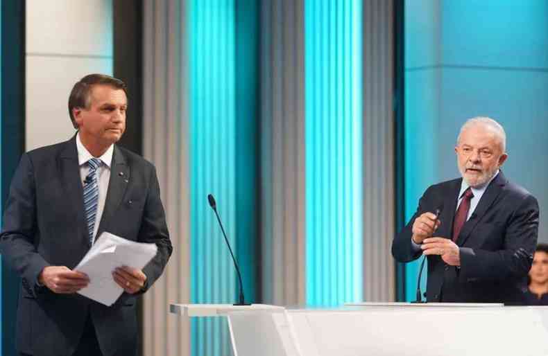 Lula e Bolsonaro no debate da Globo