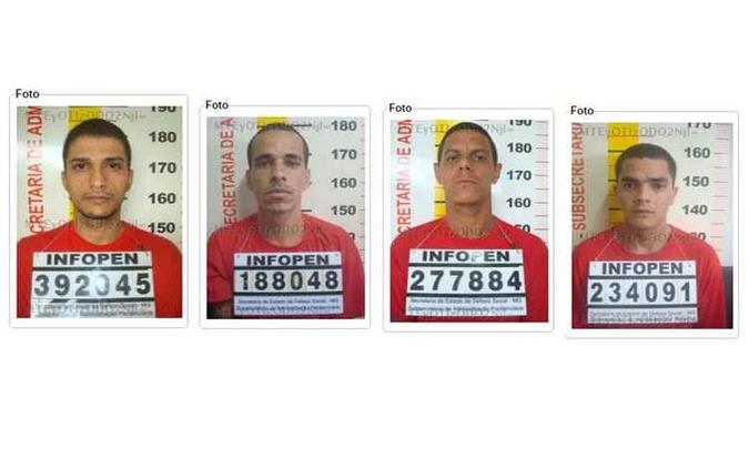 Seap divulgou fotos dos detentos que escaparam da Nelson Hungria nessa terça-feira(foto: Seap/Divulgação) Seap divulgou fotos dos detentos que escaparam da Nelson Hungria nessa terça-feira(foto: Seap/Divulgação)
