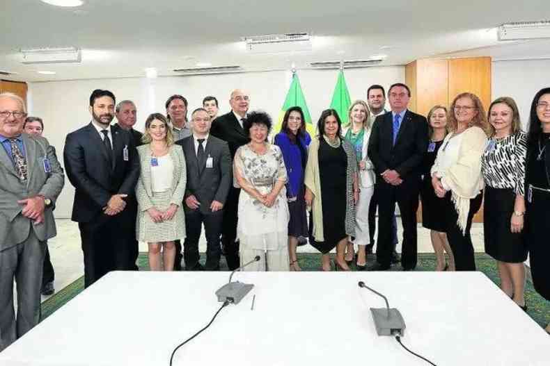 Encontro liderado pelo Deputado Osmar Terra (MDB/RS), com a presena do presidente Jair Bolsonaro ( sem partido)(foto: Marcos Correa/PR)
