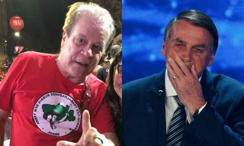 Chico Pinheiro debocha de 'imbrochavel' de Bolsonaro(foto: Reprodução/Twitter/Miguel SCHINCARIOL / AFP) Montagem: Chico Pinheiro x Bolsonaro