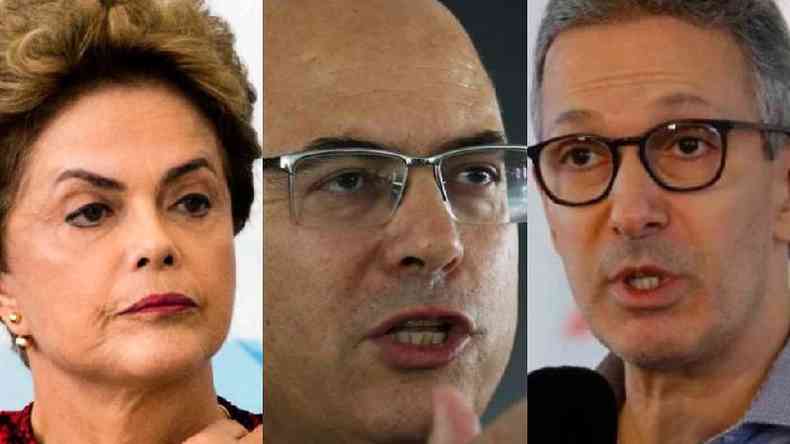 Colagem de fotos de Dilma Rousseff, Wilson Witzel e Romeu Zema