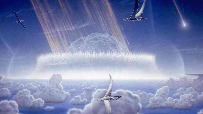 Ilustrao de impacto de asteroide na Terra