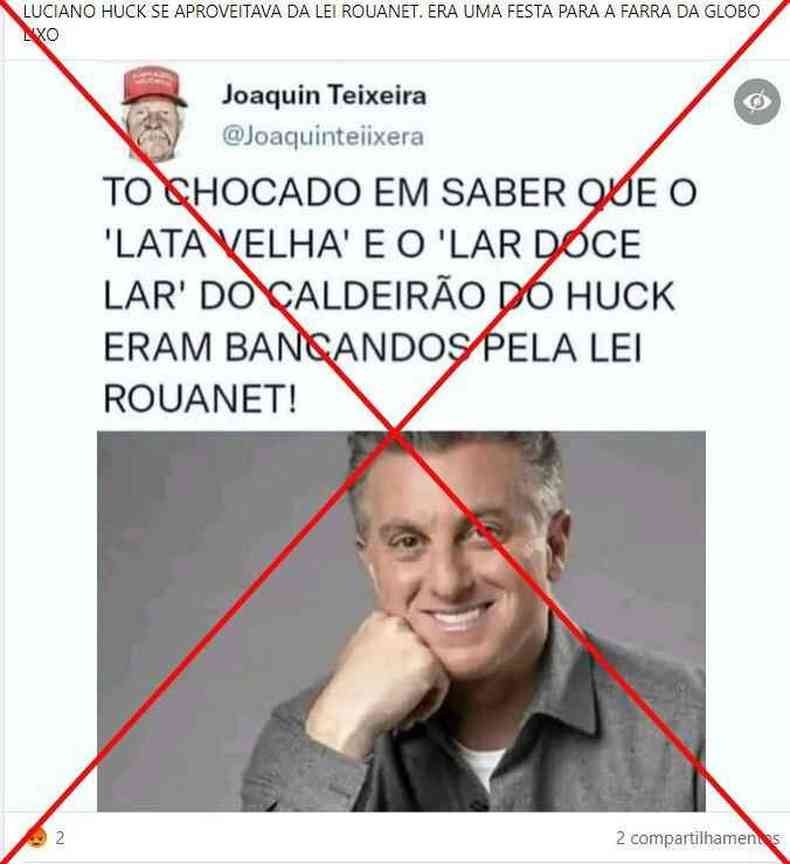 Captura de tela feita em 15 de agosto de 2022 de uma publicao no Facebook