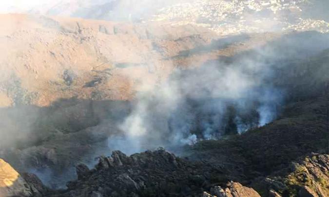 Mais de 10 hectares de vegetação já foram destruídos (foto: Corpo de Bombeiros/Divulgação) Mais de 10 hectares de vegetação já foram destruídos (foto: Corpo de Bombeiros/Divulgação)