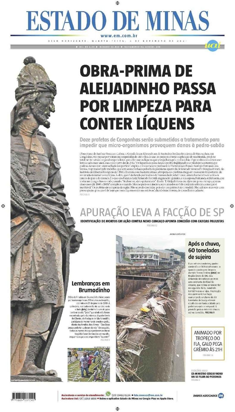 Confira a Capa do Jornal Estado de Minas do dia 03/11/2021