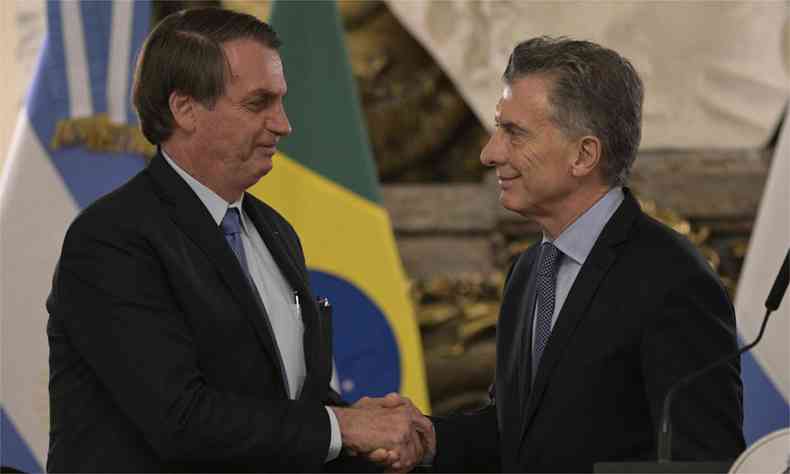 Bolsonaro e Macri em encontros dos dois presidente em Buenos Aires, Argentina(foto: JUAN MABROMATA)