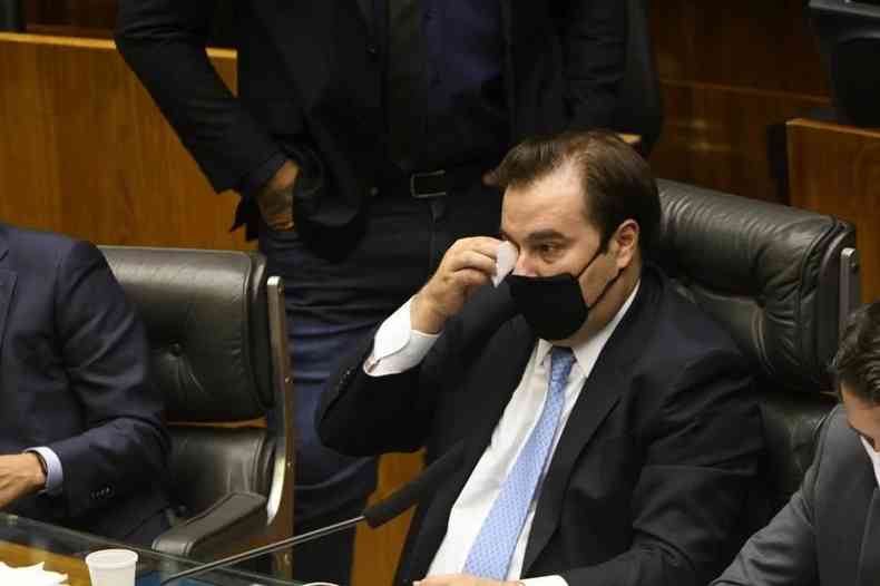 Rodrigo Maia chorou em sua despedida da presidncia da Cmara dos Deputados(foto: Ed Alves/CB/D.A. Press))