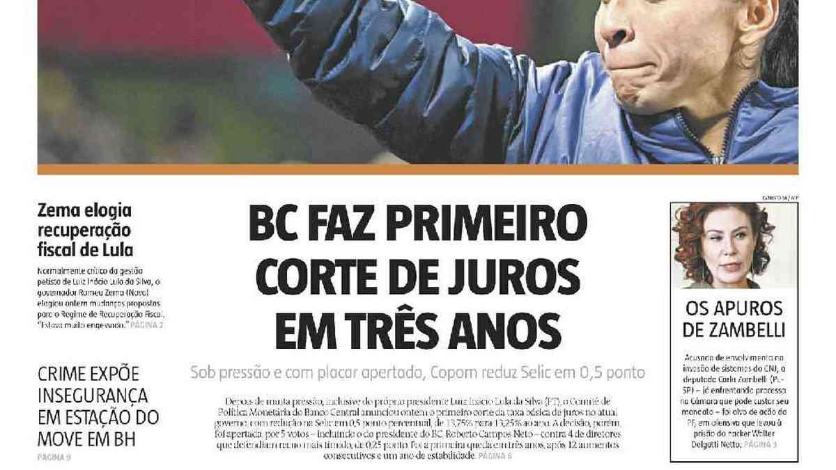 Confira a Capa do Jornal Estado de Minas do dia 10/08/2023