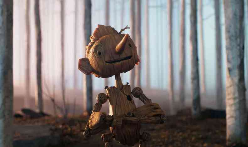 Boneco de pau na cena da animao Pinquio, dirigida por Guillermo del Toro
