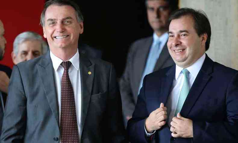 Jair Bolsonaro e Rodrigo Maia, presidente da Cmara, tentam afinar o discurso para aprovar a reforma da Previdncia no Congresso (foto: ANTNIO CRUZ/AGNCIA BRASIL)