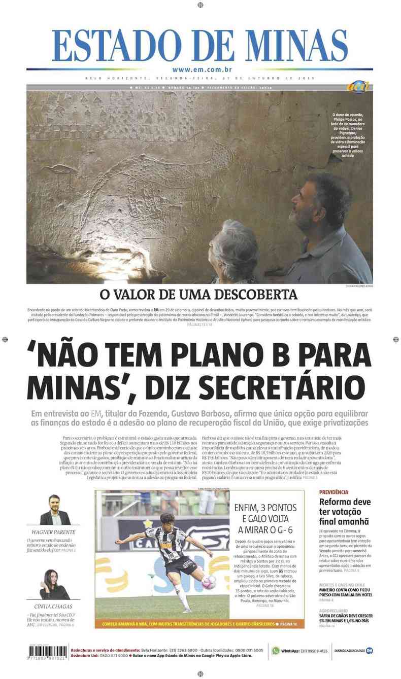 Confira A Capa Do Jornal Estado De Minas Do Dia 21102019 0571