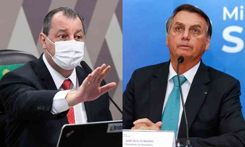 Presidente da CPI da COVID no Senado, Omar Aziz (PSD-AM), e presidente da Repblica Jair Bolsonaro (sem partido)(foto: Agncia Senado/Alan Santos/PR)