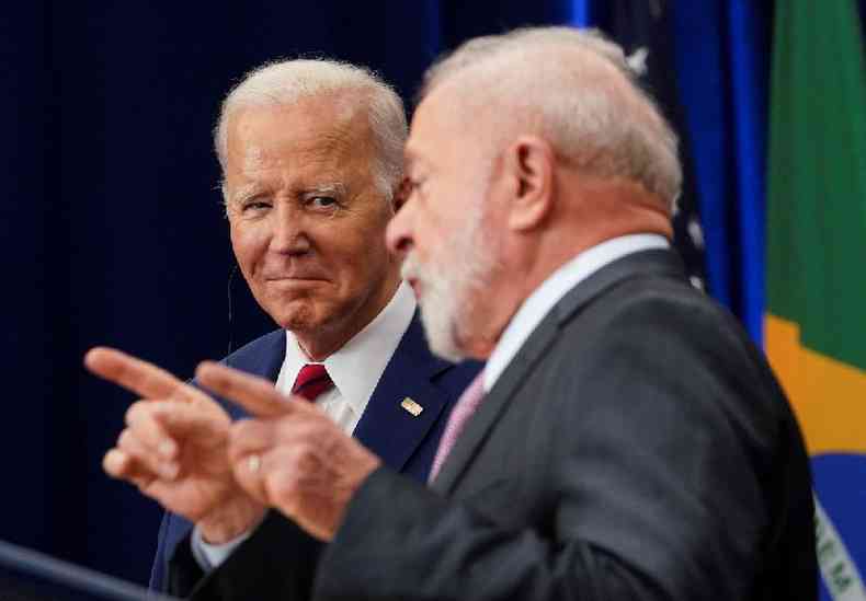 Joe Biden e Luiz Incio Lula da Silva em encontro nos EUA