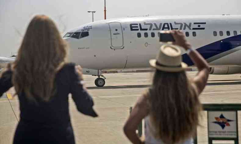 El Al, companhia israelense, est operando a linha entre o pas e os Emirados(foto: Heidi levine / POOL / AFP)