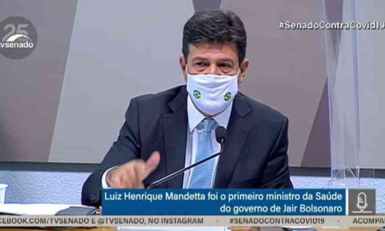 Luiz Henrique Mandetta durante depoimento no Senado Federal(foto: Reproduo/YouTube TV Senado)