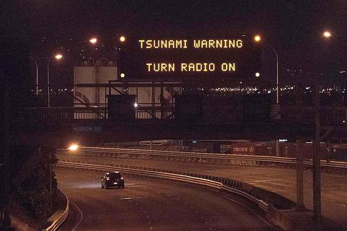 Alerta de tsunami em Wellington(foto: MARTY MELVILLE / AFP ) Alerta de tsunami em Wellington(foto: MARTY MELVILLE / AFP )