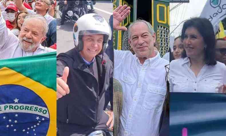 Montagem: Lula x Jair Bolsonaro x Ciro Gomes x Simone Tebet
