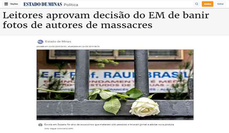 Reproduo de notcia no site do Estado de Minas