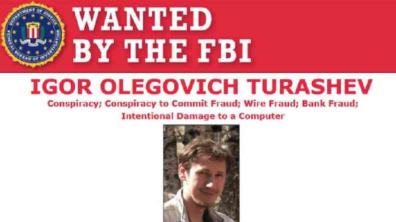 Cartaz pedindo recompensa por informações sobre Igor Turashev