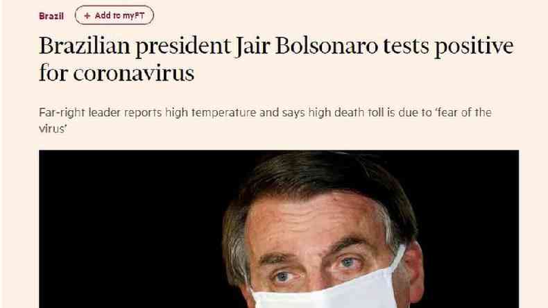 No Financial Times, Bolsonaro foi retratado como 