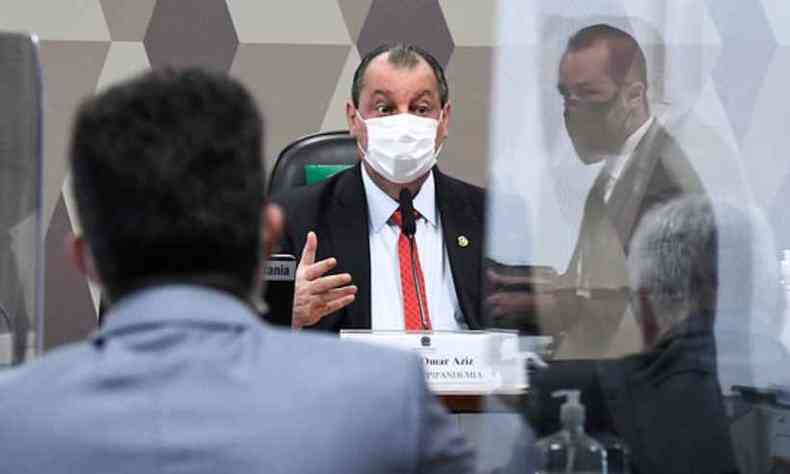Omar Aziz durante a reunio desta tera-feira da CPI da COVID, no Senado(foto: Edilson Rodrigues/Senado)