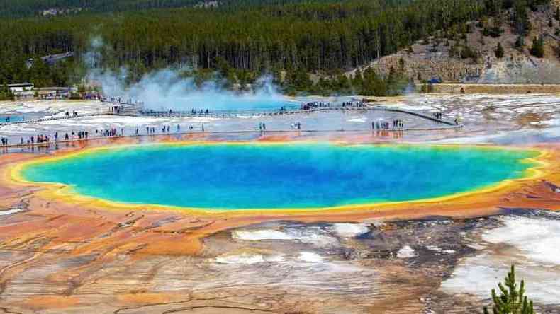 As fontes termais de Yellowstone abrigam microorganismos capazes de viver em condies extremas