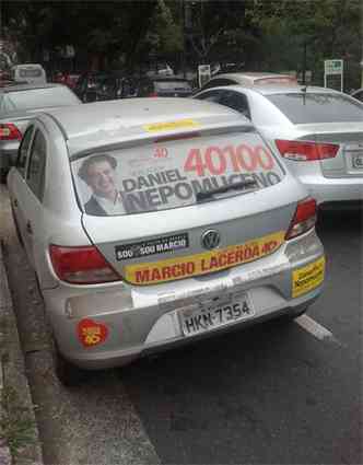 Mais um carro de vereador de BH, abastecido com verba da Cmara, flagrado com propaganda eleitoral em setembro do ano passado(foto: Alessandra Mello/EM/D. A Press )