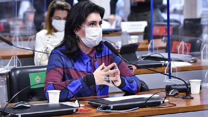 Simone Tebet tentou demover Aziz da prisão, sem sucesso(foto: Agência Senado) Simone Tebet tentou demover Aziz da prisão, sem sucesso(foto: Agência Senado)