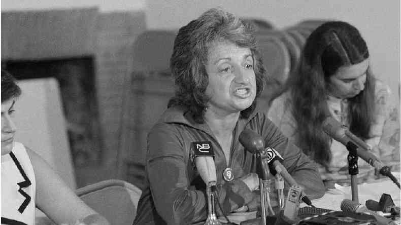 Betty Friedan em esntrevista coletiva  imprensa, 25 de agosto de 1970