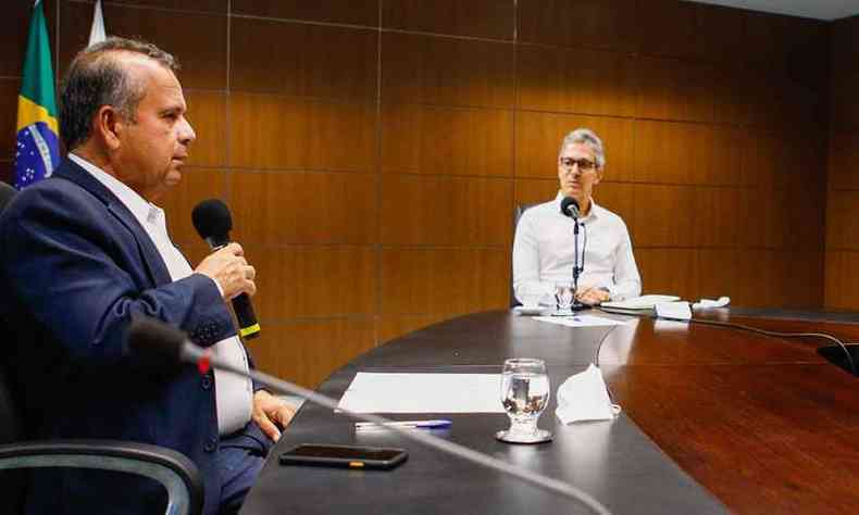 Rogrio Marinho esteve reunido com o governador de Minas Gerais, Romeu Zema, nesta quinta-feira (25/02)(foto: Pedro Gontijo / Imprensa MG)