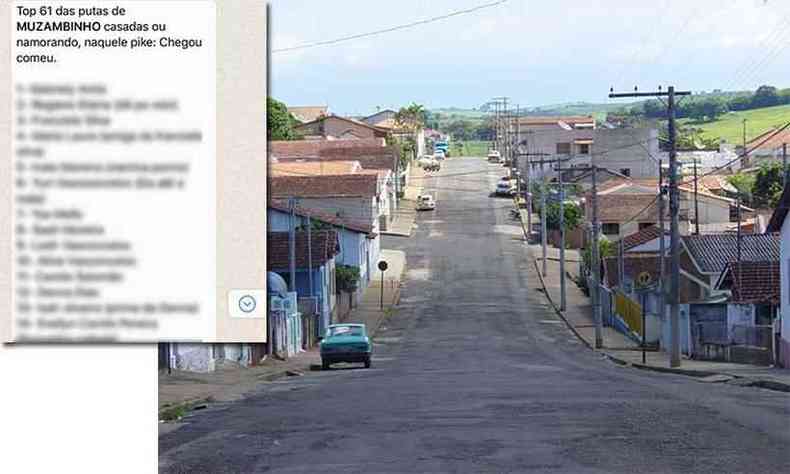 Reproduo/ Whatsapp e Wikicomons(foto: Uma das listas que circulou e, ao fundo, a cidade Muzambinho )