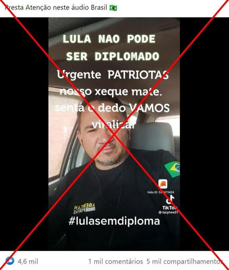 Captura de tela feita em 10 de novembro de 2022 de uma publica��o no Facebook