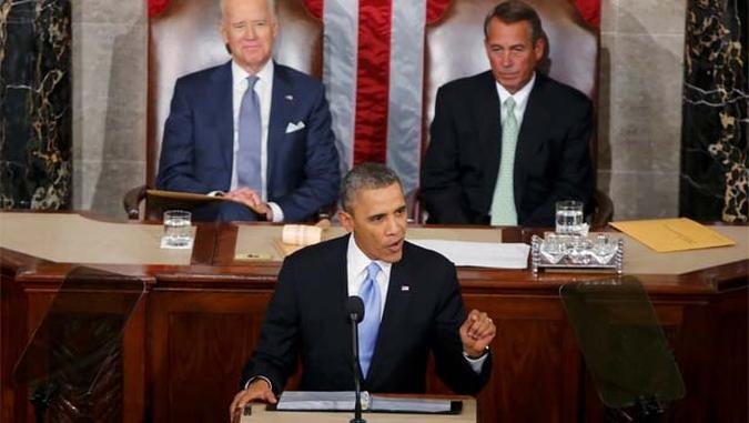 Obama atacou a oposição republicana na Câmara e prometeu um aumento no salário mínimo (foto: REUTERS/Jonathan Ernst) Obama atacou a oposição republicana na Câmara e prometeu um aumento no salário mínimo (foto: REUTERS/Jonathan Ernst)