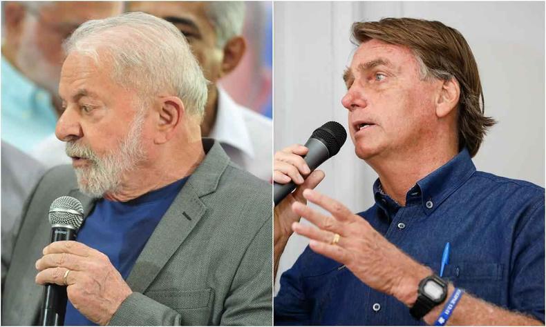 Montagem com lula a esquerda e bolsonaro a direita