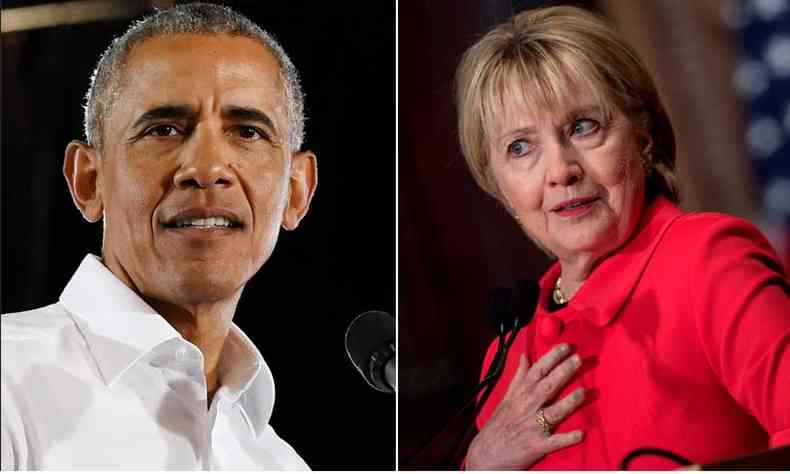 O ex-presidente dos EUA Barack Obama e a ex-secretria de Estado Hillary Clinton(foto: AFP)