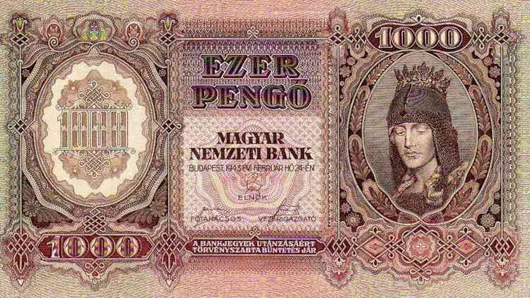 1.000 peng%u0151 de 1943, a cdula mais alta at a hiperinflao